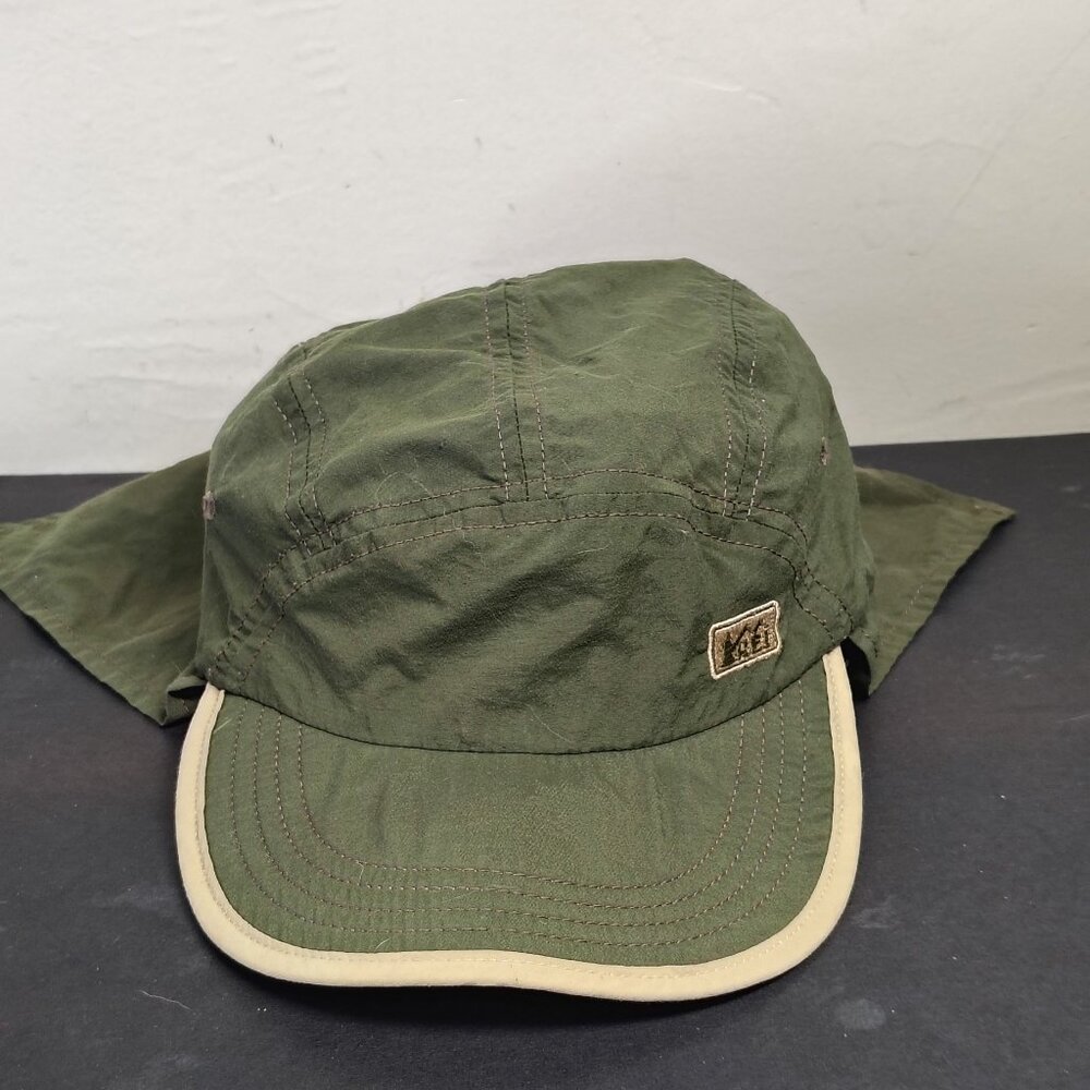 VINTAGE REI Hat Cap Nylon Neck Flap Long Bill‎ Panel Fishing Sun Bimini